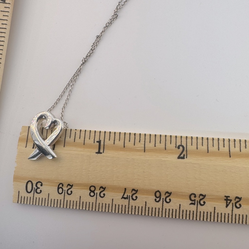 Tiffany & Co. Elsa Peretti Small Open Heart Necklace Sterling Silver 15mm W Box - Picture 7 of 13